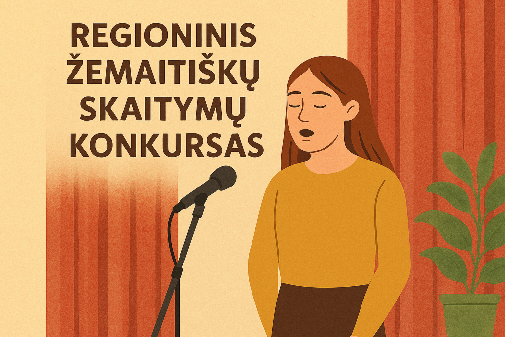 Mergaitė stovi prie mikrofono