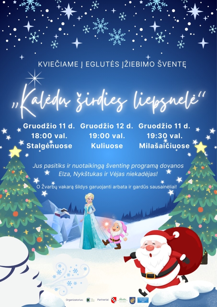 Kalėdų senis ir paruoštos eglutės