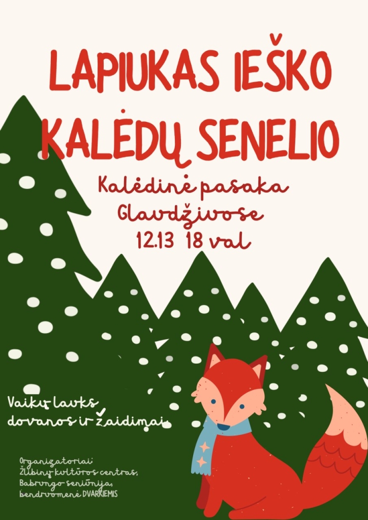 Lapiukas šalia eglių