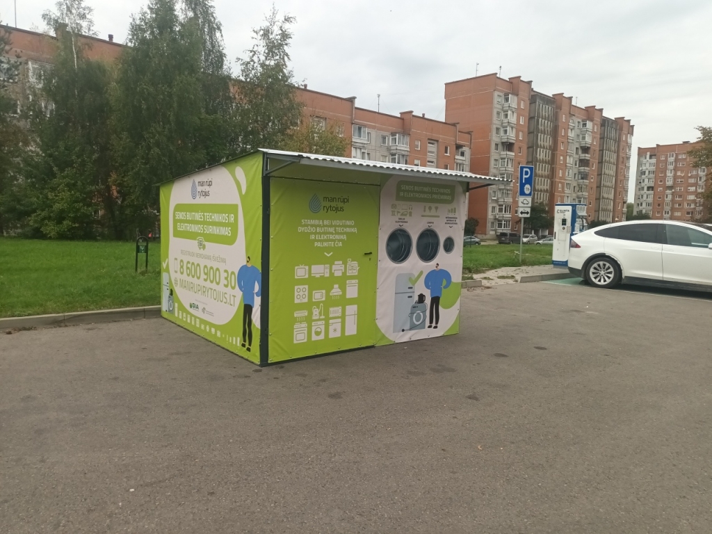 elektronikos atliekų surinkimo vietos - elektronikos atliekų priėmimo namelis prie gyvenamųjų namų