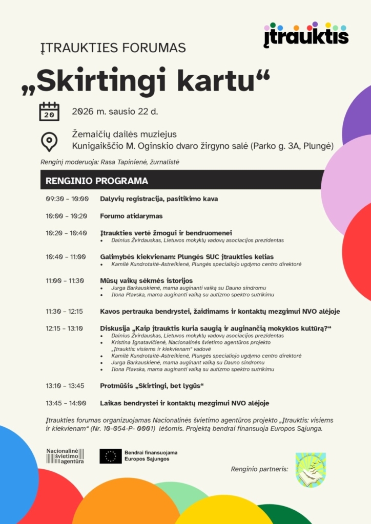 ĮTRAUKTIES FORUMAS „Skirtingi kartu“. Programa