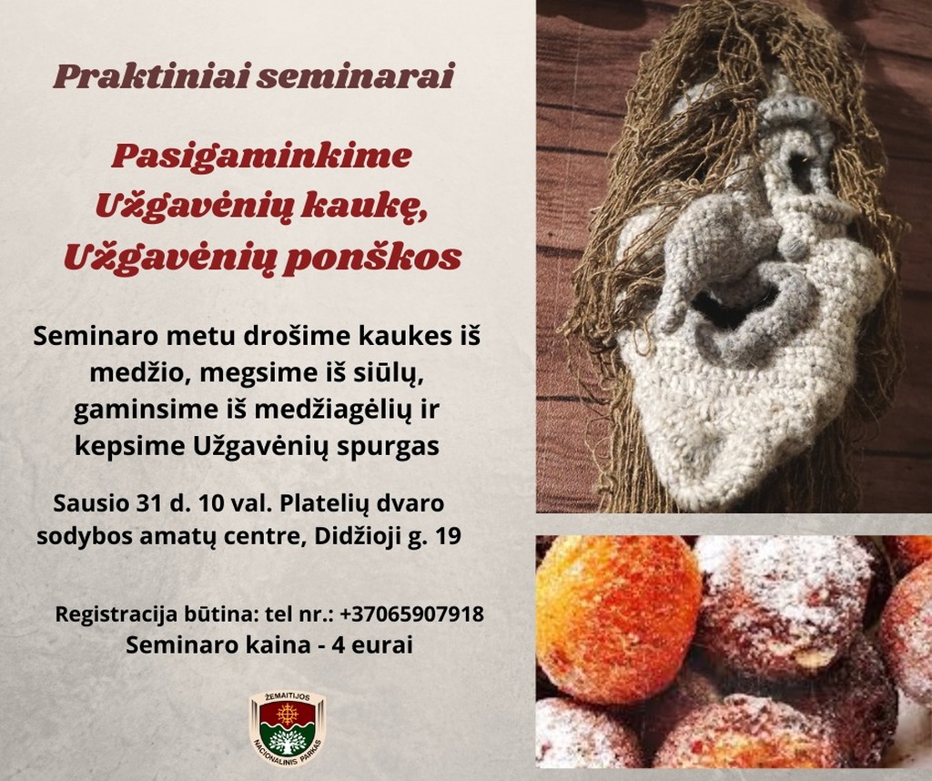 Užgavėnių kaukė ir Užgavėnių ponškos (spurgos)