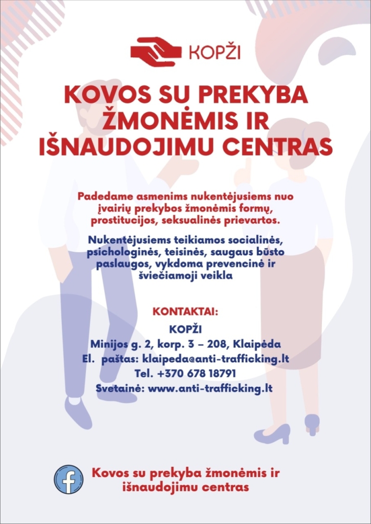 Kovos su prekyba žmonėmis ir išnaudojimu centras Klaipėdoje