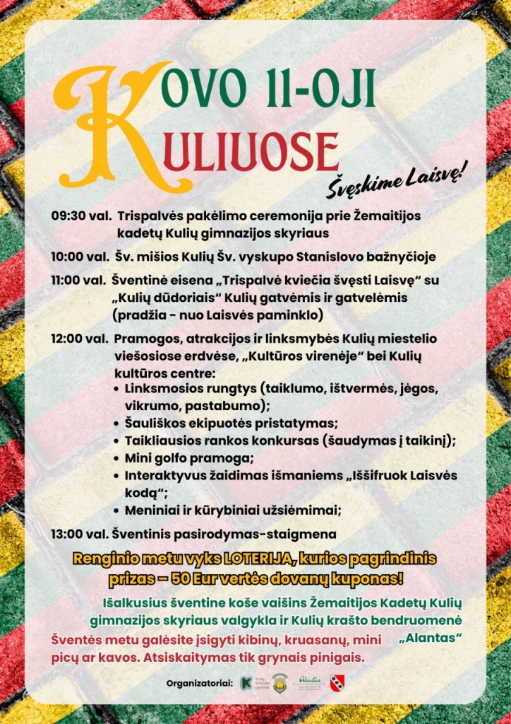 Lietuvos nepriklausomybės atkūrimo dienos renginiai Kuliuose