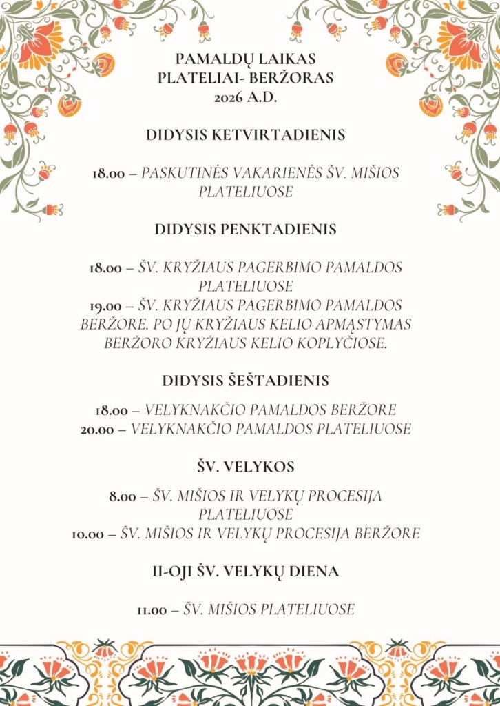 ŠV. VELYKOS, 2026 balandis