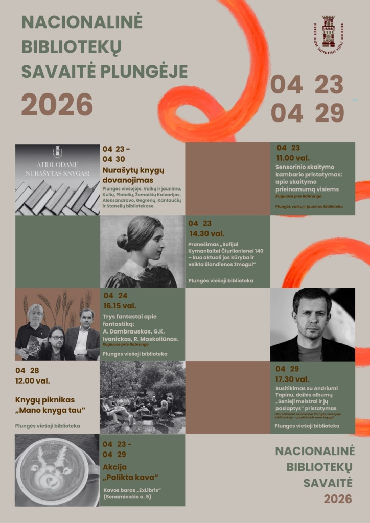 Nacionalinės Lietuvos bibliotekų savaitės renginiai, 2026 m. balandžio 23–29 dienomis. Renginiai Plungėje