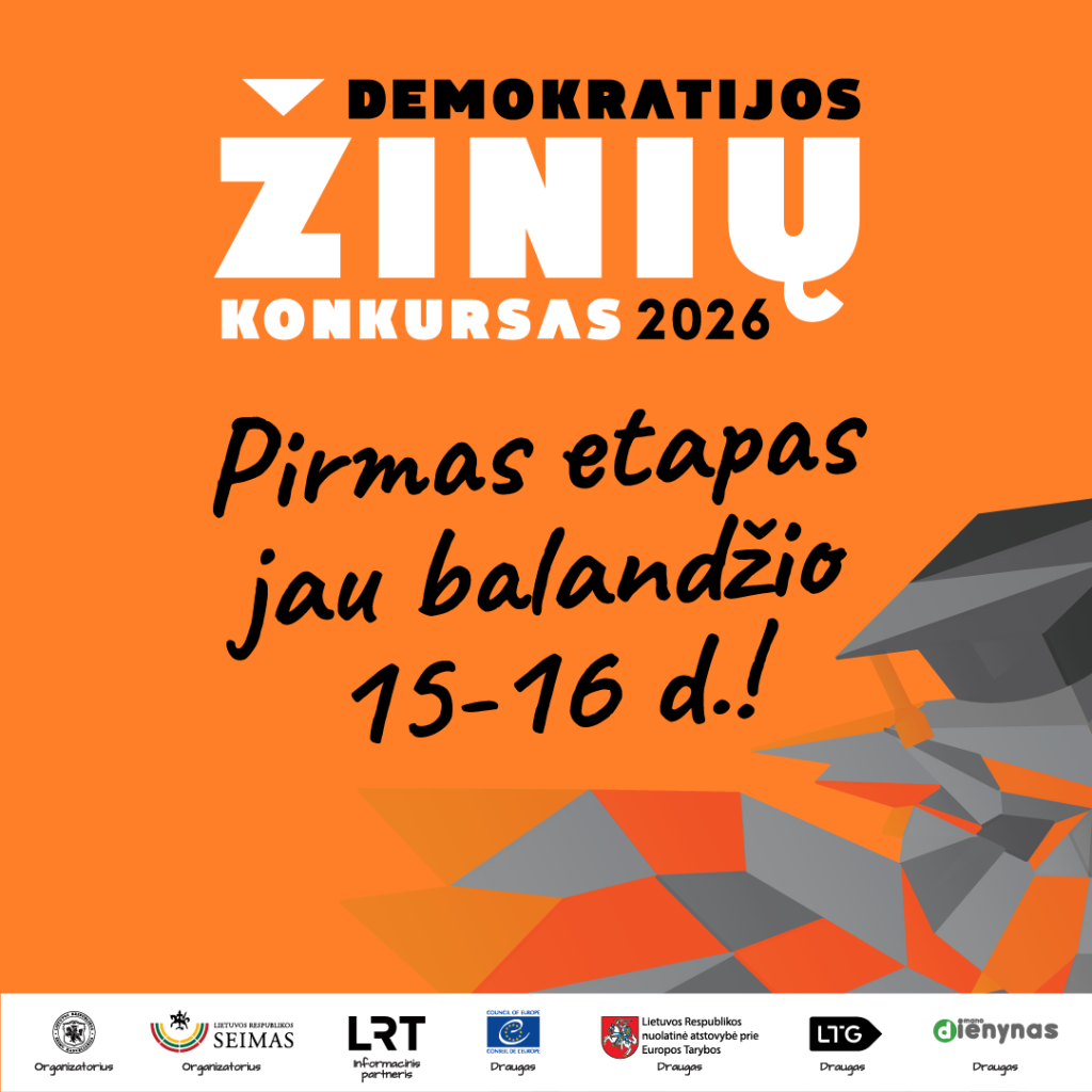 2026 m. balandžio 15–16 dienomis vyks penktasis Demokratijos žinių konkursas, kurį organizuoja Seimo kanceliarija